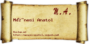 Ménesi Anatol névjegykártya
